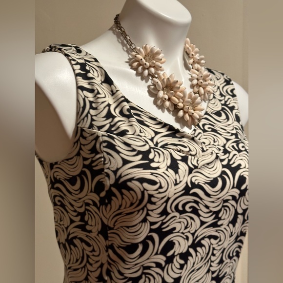 Stoneware Design Black & Cream paisley Tank Top Build in Bra In Good Cond Sz M - Picture 2 of 10